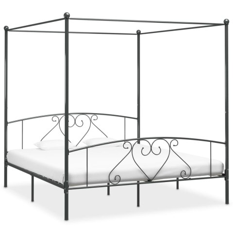 VidaXL Rama łóżka z baldachimem, szara, metalowa, 180 x 200 cm
