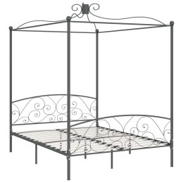 VidaXL Rama łóżka z baldachimem, szara, metalowa, 180 x 200 cm