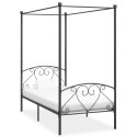 VidaXL Rama łóżka z baldachimem, szara, metalowa, 90 x 200 cm