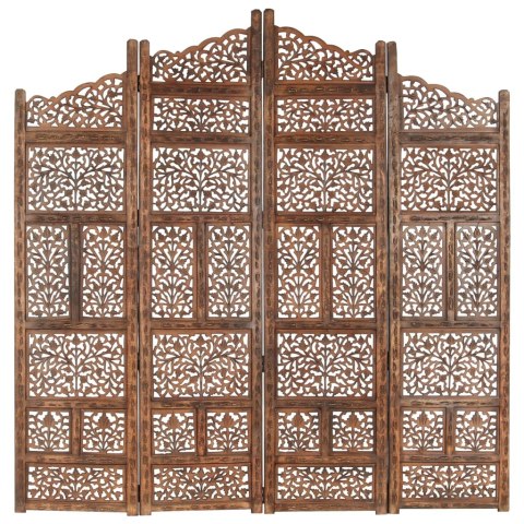 VidaXL Parawan 4-panelowy, rzeźbiony, brąz, 160x165 cm, drewno mango