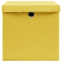 VidaXL Pudełka z pokrywami, 4 szt., żółte, 32x32x32 cm, tkanina