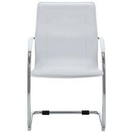 VidaXL Krzesło biurowe, wspornikowe, białe, sztuczna skóra