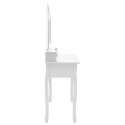 VidaXL Toaletka ze stołkiem, biała, 100x40x146 cm, drewno paulowni