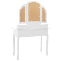 VidaXL Toaletka ze stołkiem, biała, 100x40x146 cm, drewno paulowni