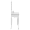 VidaXL Toaletka ze stołkiem, biała, 80x69x141 cm, drewno paulowni
