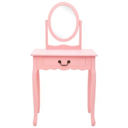 VidaXL Toaletka ze stołkiem, różowa, 65x36x128 cm, drewno paulowni MDF