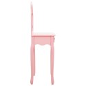 VidaXL Toaletka ze stołkiem, różowa, 65x36x128cm, drewno paulowni, MDF