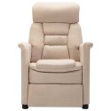 VidaXL Rozkładany fotel masujący, kremowy, sztuczna skóra zamszowa