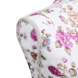 VidaXL Manekin kobiecy, korpus, bawełna z różanym wzorem, biały