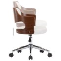 VidaXL Obrotowe krzesło biurowe, białe, gięte drewno i sztuczna skóra