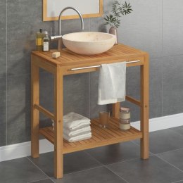 VidaXL Szafka łazienkowa z marmurową, kremową umywalką, drewno tekowe