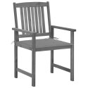 VidaXL Krzesła ogrodowe z poduszkami, 4 szt., szare, drewno akacjowe