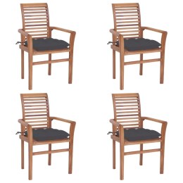 VidaXL Krzesła stołowe, 4 szt., antracytowe poduszki, drewno tekowe