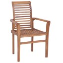 VidaXL Krzesła stołowe z kremowymi poduszkami, 4 szt., drewno tekowe