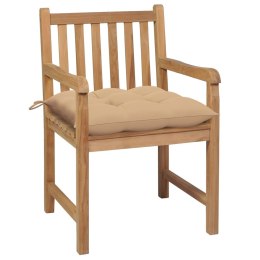VidaXL Krzesła ogrodowe z beżowymi poduszkami, 2 szt., drewno tekowe