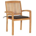 VidaXL Krzesła ogrodowe z poduszkami taupe, 2 szt., drewno tekowe