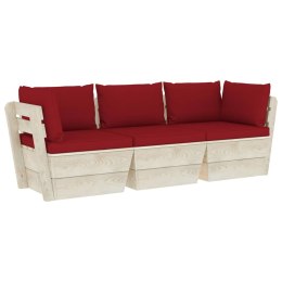 VidaXL Ogrodowa sofa 3-osobowa z palet, z poduszkami, drewno świerkowe